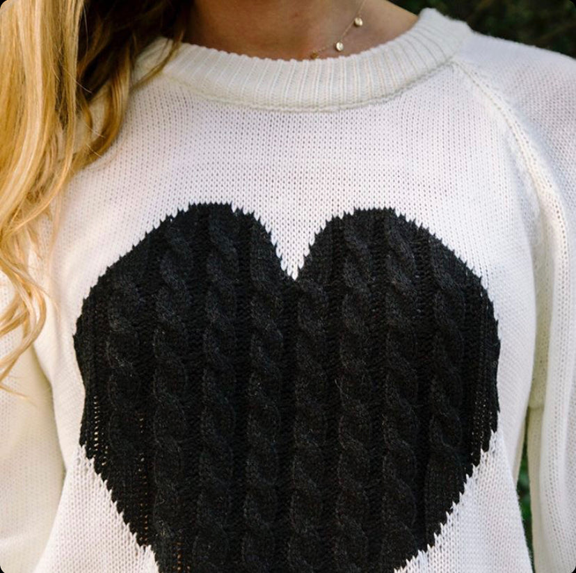 Big Heart Knit Top - Silver Brumby Boutique
