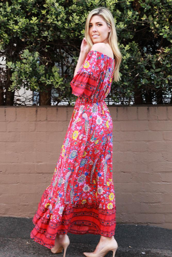 Burning Roses Maxi Dress - Silver Brumby Boutique